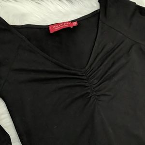 n:Philanthropy Black Ruched Long Sleeve Top - XS